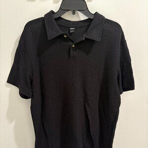 Medium Black Waffle Polo